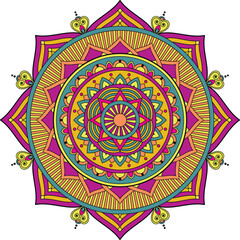 Colorful hand drawn mandala