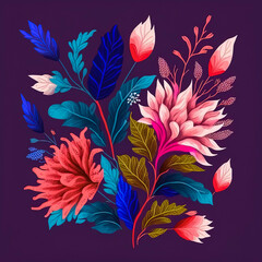 Beautiful, abstract, vibrant, floral, artistic flowers. Background, card or banner. 3D illustration - 543919001