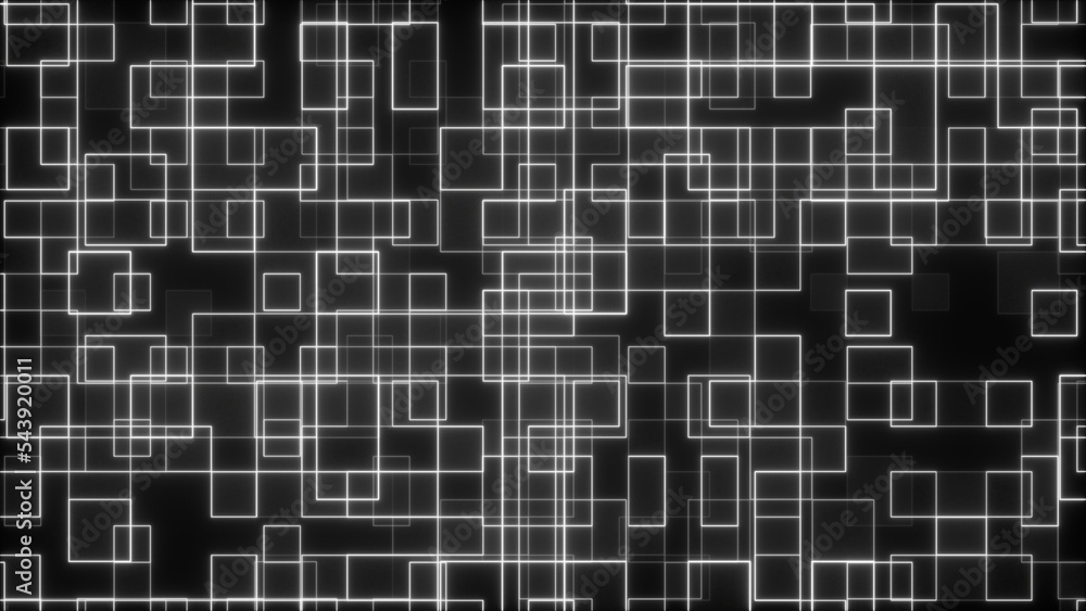 Poster small neon squares. computer generated 3d render