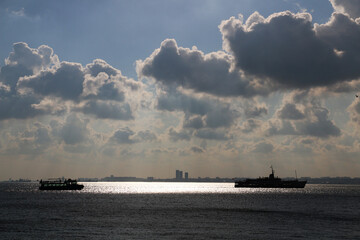 ferry carrying passengers in the Bosphorus