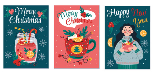 Merry Christmas and Happy New Year card cover flayer poster abstract design element concept illustration