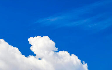 Naklejka na ściany i meble Blue sky with beautiful clouds on sunny day in Mexico.