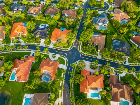 Aerial Drone Photo Of Luxury Homes In Weston Florida