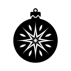 Christmas ball icon. Black silhouette. Front side view. Vector simple flat graphic illustration. Isolated object on a white background. Isolate.