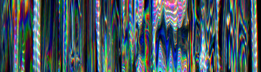 Naklejka premium 3d Holographic horizontal banner. Neon Foil on black Background. Abstract Iridescent Wallpaper art. Holo Glitch Colorful Pastel header