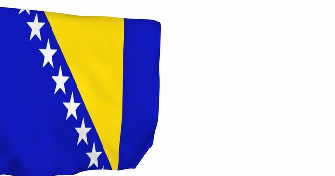 Flag of Bosnia and Herzegovina on a white background. The national gonfalon of the European country Bosna i Hercegovina.