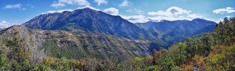 Cascade Mountain Peak views hiking Kyhv Peak by Mount Timpanogos Wasatch Range, Utah. America.  
