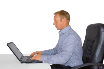 Gesture series: businessman working on his laptop.