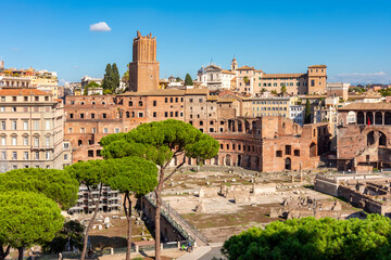 Fototapeta na wymiar Trajan's Market (Mercati di Traiano) ruins in Rome, Italy