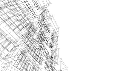 Architectural sketch of building on white background