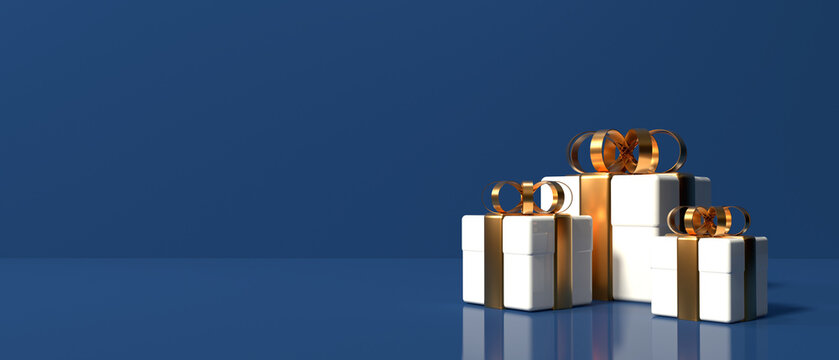 Christmas gift boxes with ribbons - 3D render
