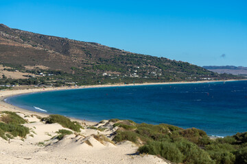 Landscape of Valdevaqueros Dune on sunset, Gibraltar Strait, Spain