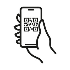 QR code scan to smartphone icon. Qr code for payment, Verification vector illustration
