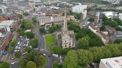 St Mary Redcliffe Church Bristol UK drone aerial view
