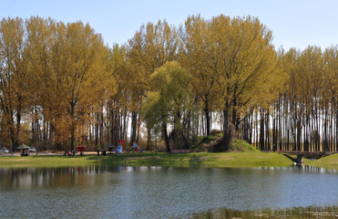 Fototapeta na wymiar autumn landscape with a lake