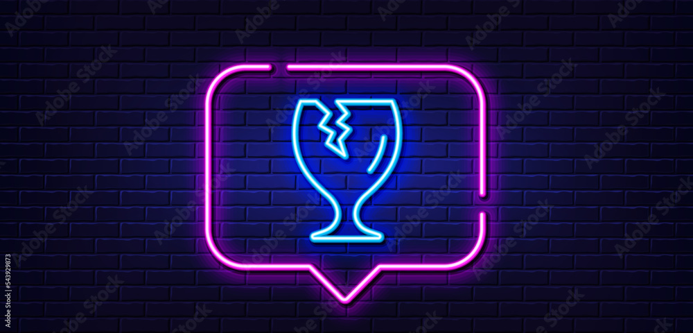 Poster neon light speech bubble. fragile package line icon. delivery service sign. safe shipping symbol. ne