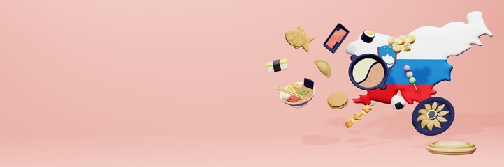 3d rendering of japanese food consumption in Slovenia for social media content 