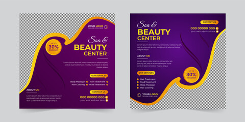 Modern Spa & Beauty Center social media post, Digital marketing agency Corporate banner promotion ads sales and discount banner vector template design.