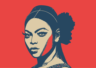 portrait of a woman multi silhouette abstract popup art, vector