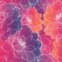 Seamless pattern with dahlia flowers. Abstract background.