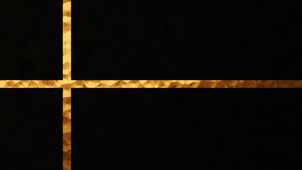 Black background with gold tape like gift box 3D render