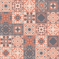 Azulejo talavera ceramic tile spanish portuguese traditional pattern, vector illustration