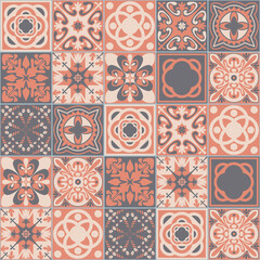 Azulejo talavera ceramic tile spanish portuguese traditional pattern, vector illustration