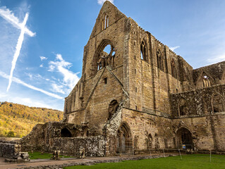 Ruins of an ancient 12th century monastery in the autumn (Tintern Abbey, Wales)