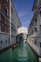 Venice, Italy - 13 February 2022 Bridge of Sighs (Ponte dei Sospiri) canal rio del Palazzo