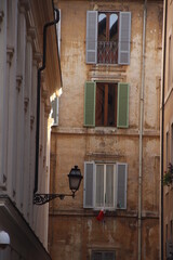 Fototapeta na wymiar Facade of a classic building in Rome, Italy