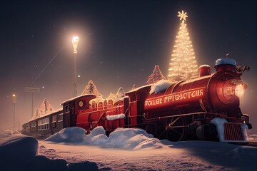 Train to the North Pole - obrazy, fototapety, plakaty