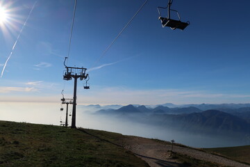 Beautiful view on the lift from the top of Monte Baldo