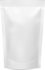 White Blank Foil Food Or Drink Doypack Bag Packaging. Mock Up Template Ready For Your Design. Product Packing Vector EPS10