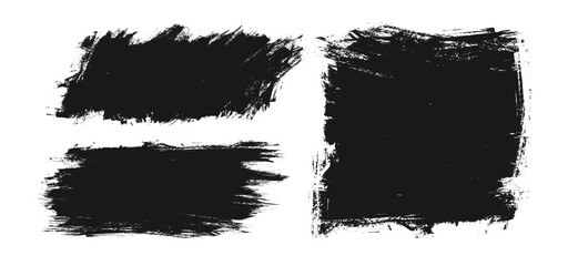 Vector set black grunge backgrounds. Vector set brush strokes.