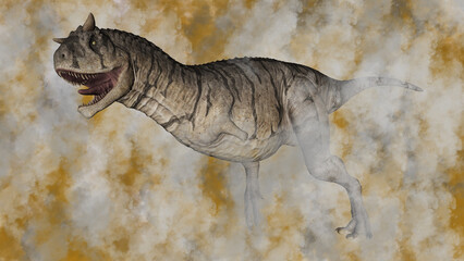 Carnotaurus dinosaur in the fog - 3D render