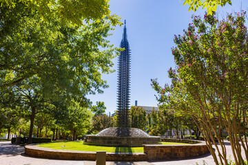 Sunny exterior view of the campus of University of Arkansas