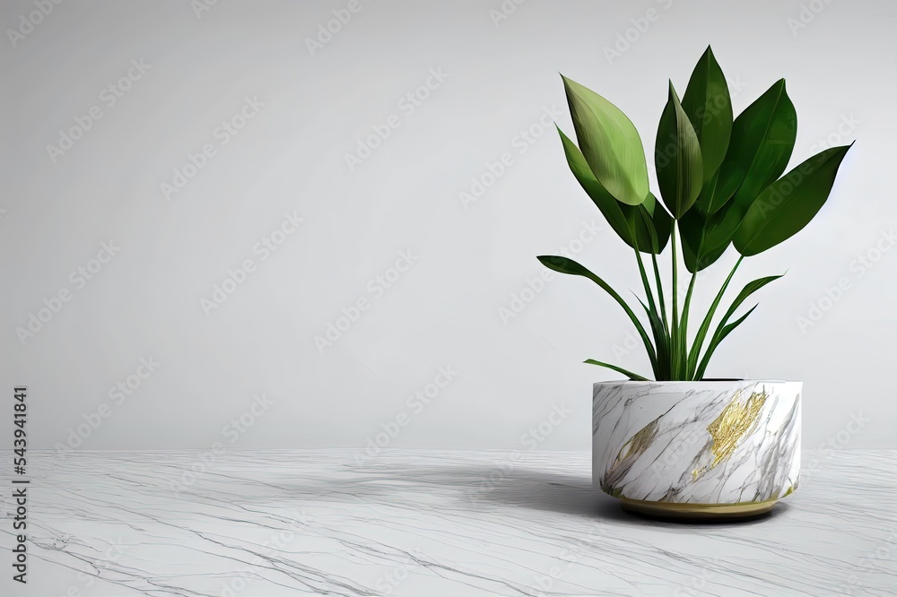 Poster realistic 3d render blank empty space on round white marble table with sunlight and dry grass pampas