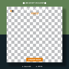 healthy food social media post template design. restaurant promotion banner. vector illustration