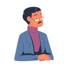 Man Character as Member of Negotiation at Negotiating Table Vector Illustration