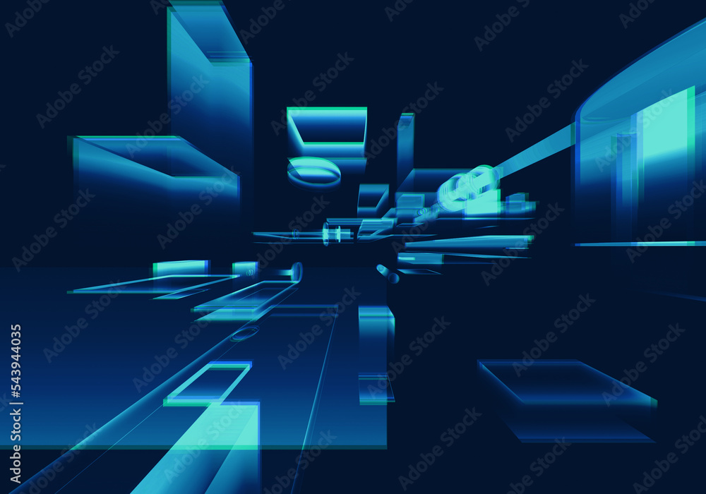 Aufkleber abstract 3d blue blockchain isometric digital technology texture background.