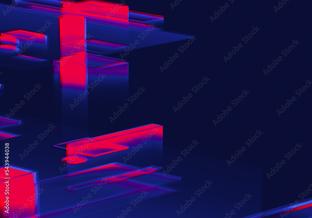 Poster abstract 3d purple color blockchain isometric digital technology texture background.