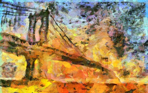 Manhattan bridge. Digital painting