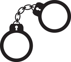 Png black handcuffs icon isolated.