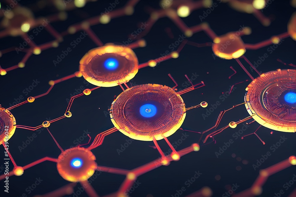 Poster semiconductor manufacturing with 3d rendering robotic arms with silicon wafers