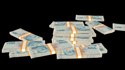 200 Turkish Lira banknotes. Paper money. Cash. TRY. Financial and business concept.	