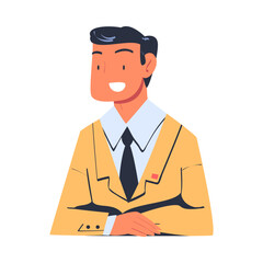Man Character as Member of Negotiation at Negotiating Table Vector Illustration
