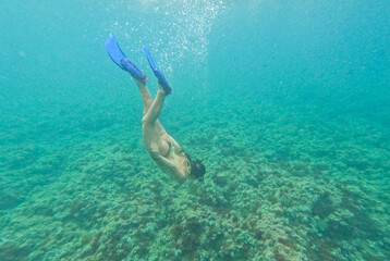 Naklejka premium Scuba diver in the sea