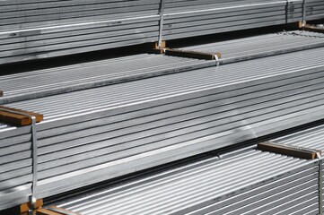 stack of square steel pipes for construction supplies.thailand