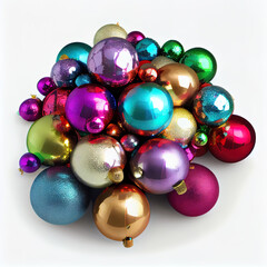 colorful christmas baubles, ready to be hung on the tree