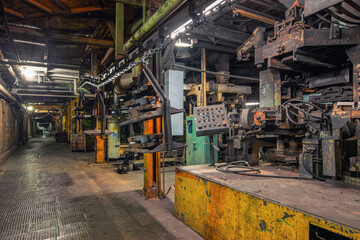 Industrial interior of an old factory for the manufacture of cast iron parts